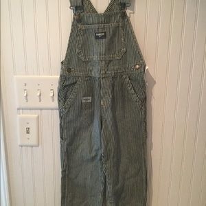 Boys 4T Osh Kosh Striped Overalls NWT Navy Long
